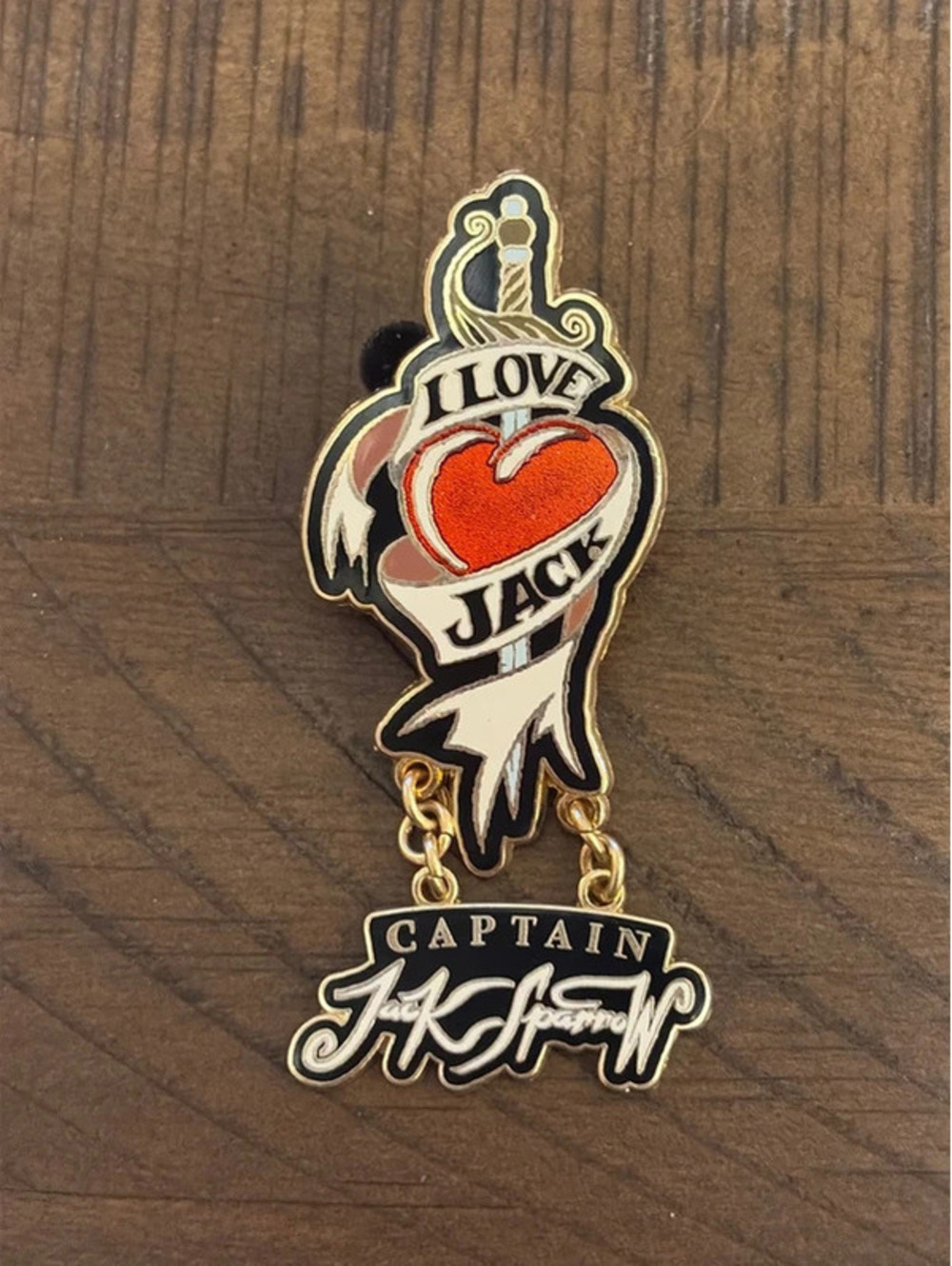 Disney 2006 Pirates of the Caribbean I Love Jack Sparrow Tattoo Dangle Pin